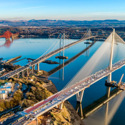 The Three Bridges from the air.